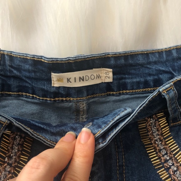 Kindom denim shorts with sequin pockets - Size 28 - Picture 3 of 4